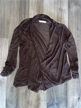 Ricki's Dark Brown Draped Open-Front Cardigan